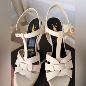 Yves Saint Laurent White Strappy Heels